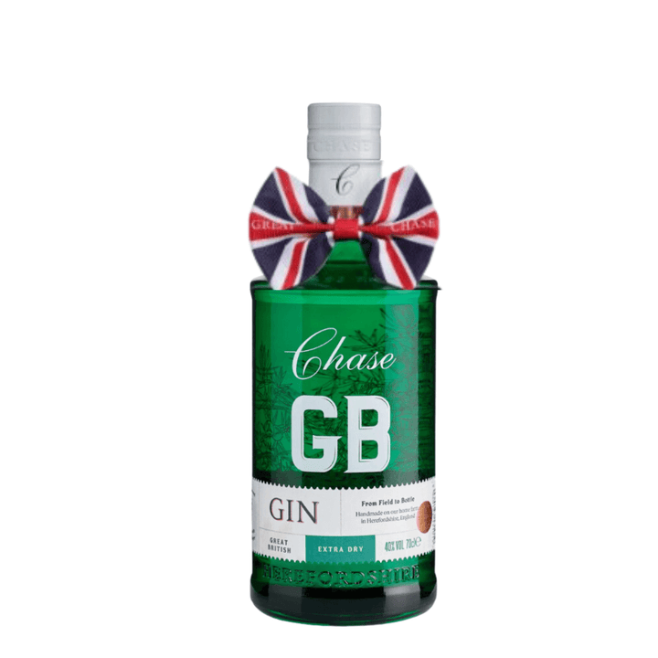 Chase GB Gin bottle against white background