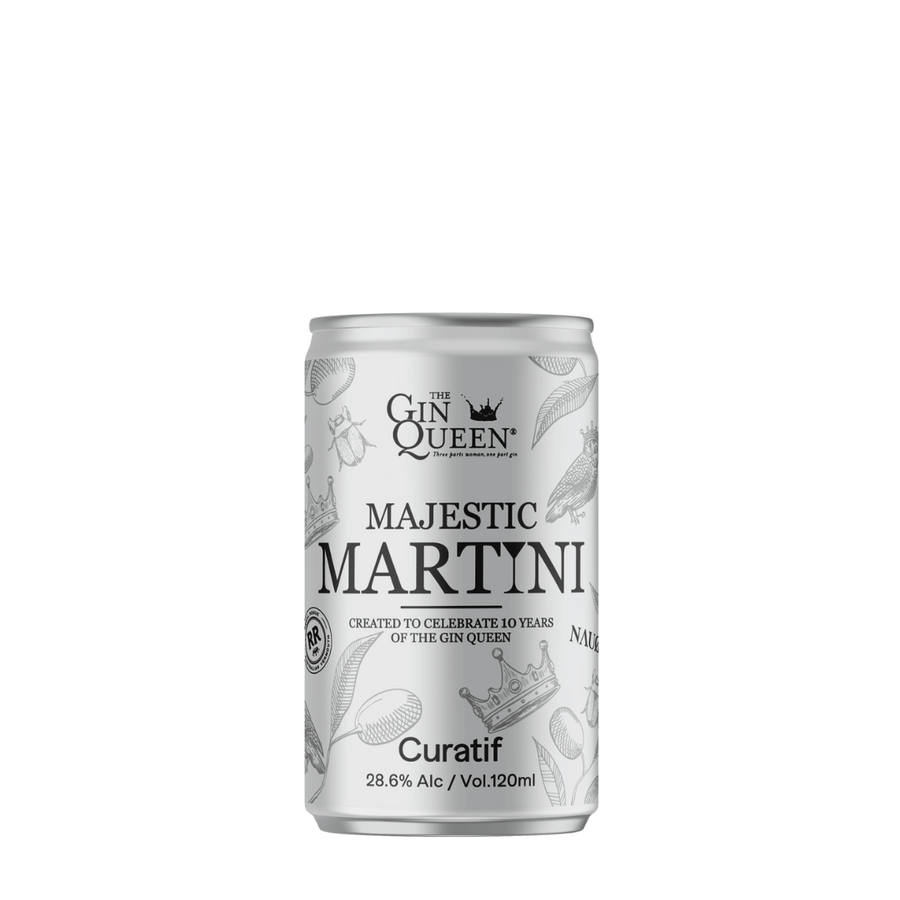 Gin Queen Curatif Martini in can facing forward