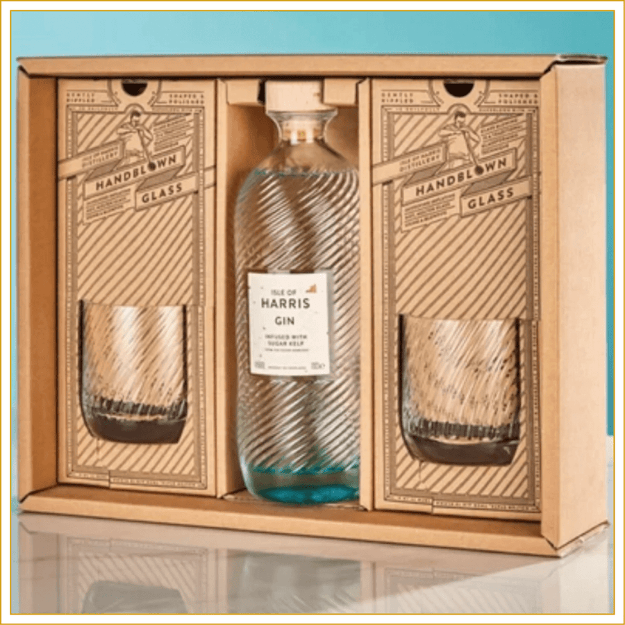 Isle of Harris Tumbler Gift set with gin and glasses in box 