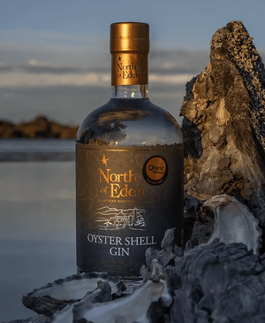 North of Eden Gin with oysters on rocks