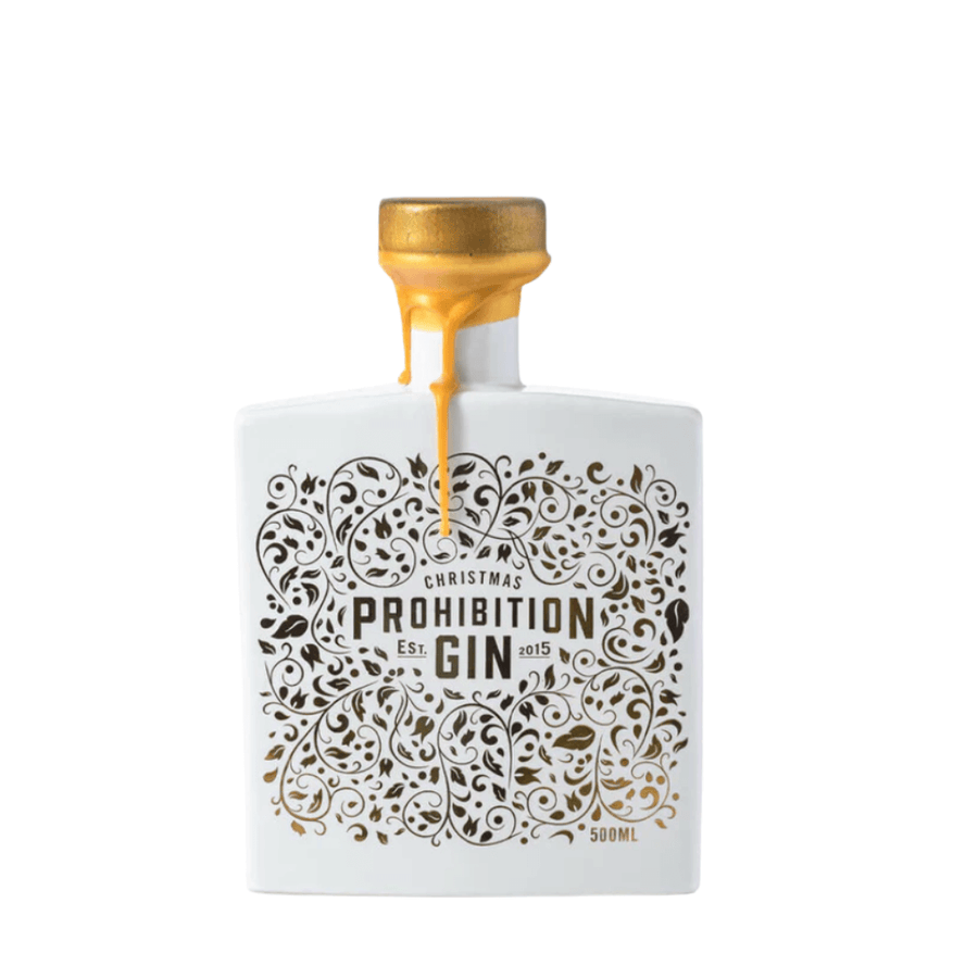 Prohibition 2020 Christmas Gin White Bottle Gold Seal